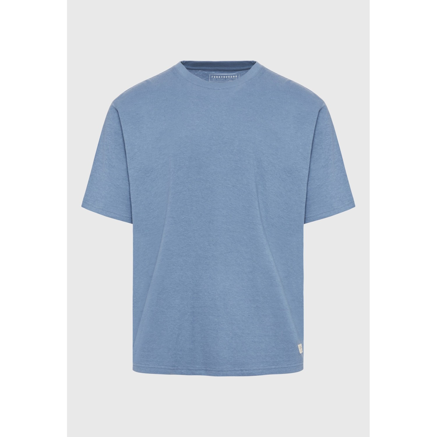 Relaxed fit linen blend μονόχρωμο t-shirt