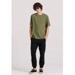 Relaxed fit linen blend μονόχρωμο t-shirt