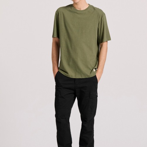 Relaxed fit linen blend μονόχρωμο t-shirt