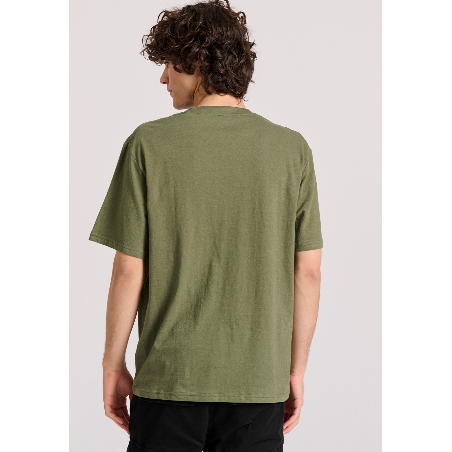 Relaxed fit linen blend μονόχρωμο t-shirt