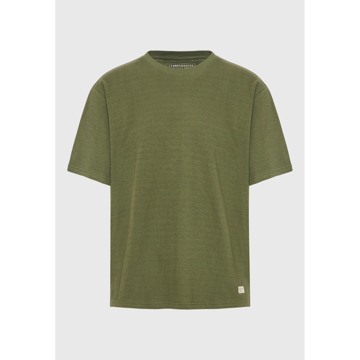 Relaxed fit linen blend μονόχρωμο t-shirt