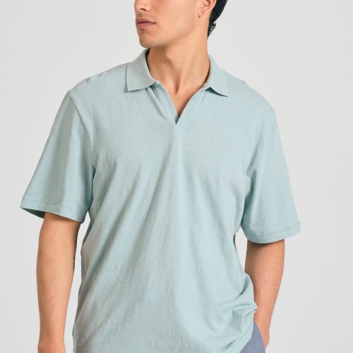 Relaxed fit linen blend μπλούζα πόλο