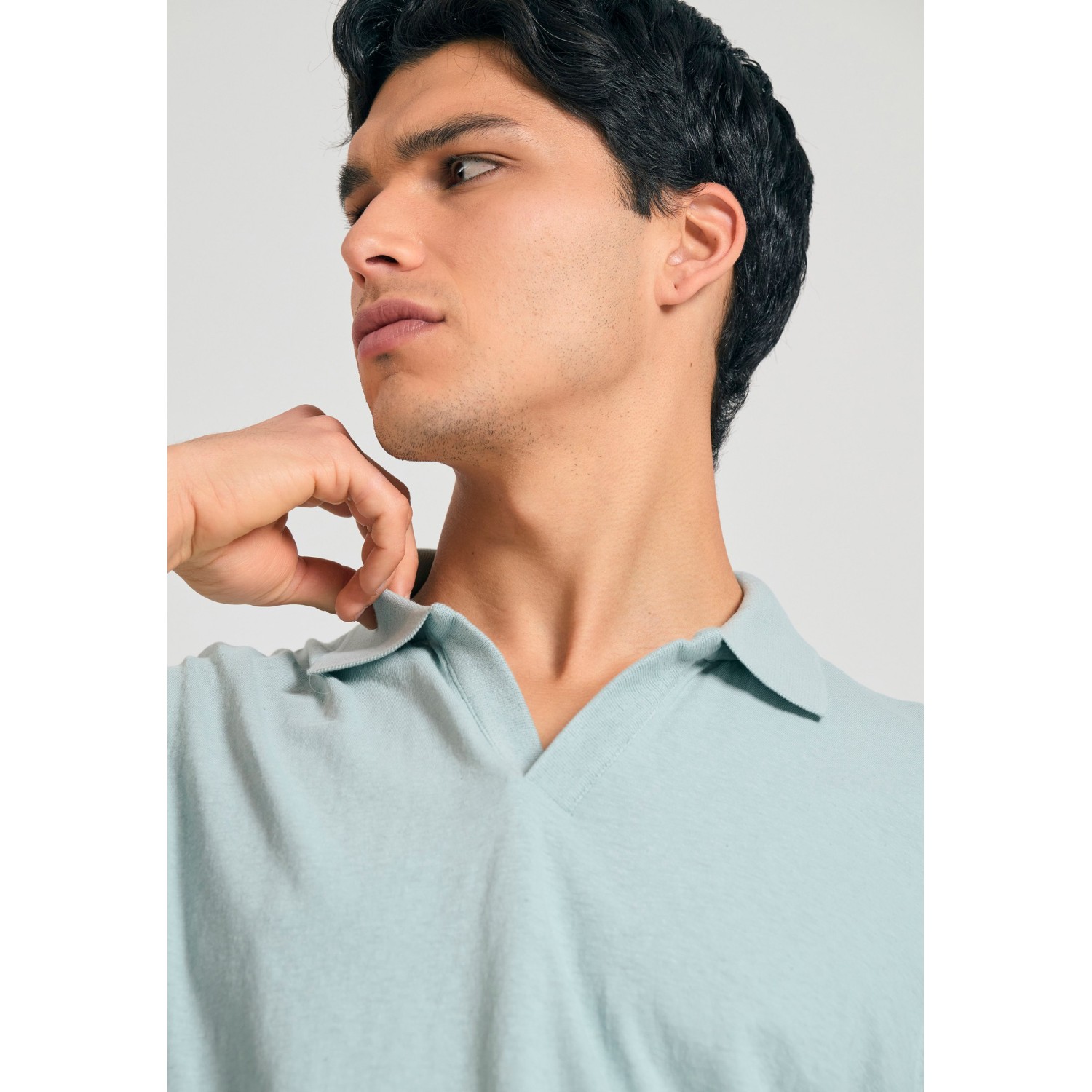 Relaxed fit linen blend μπλούζα πόλο