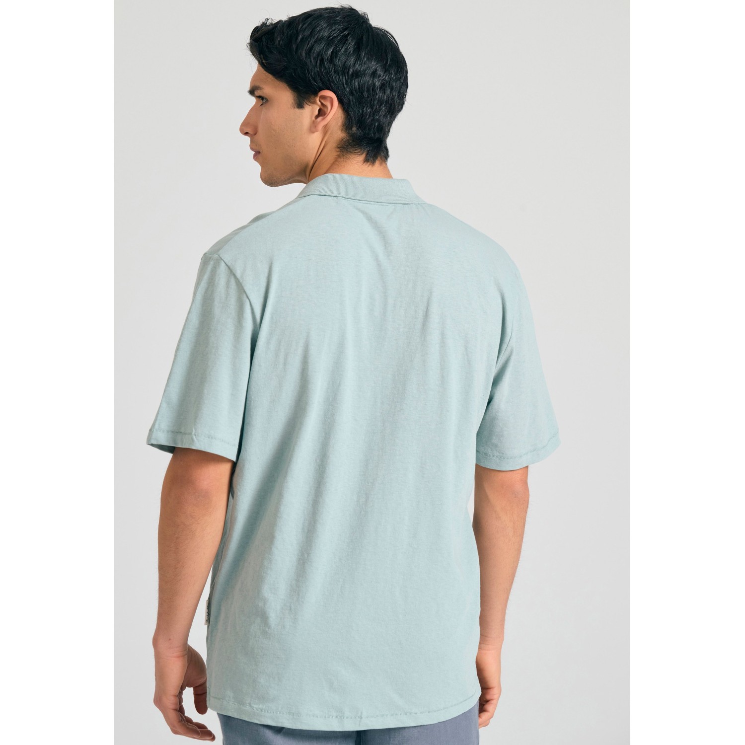 Relaxed fit linen blend μπλούζα πόλο