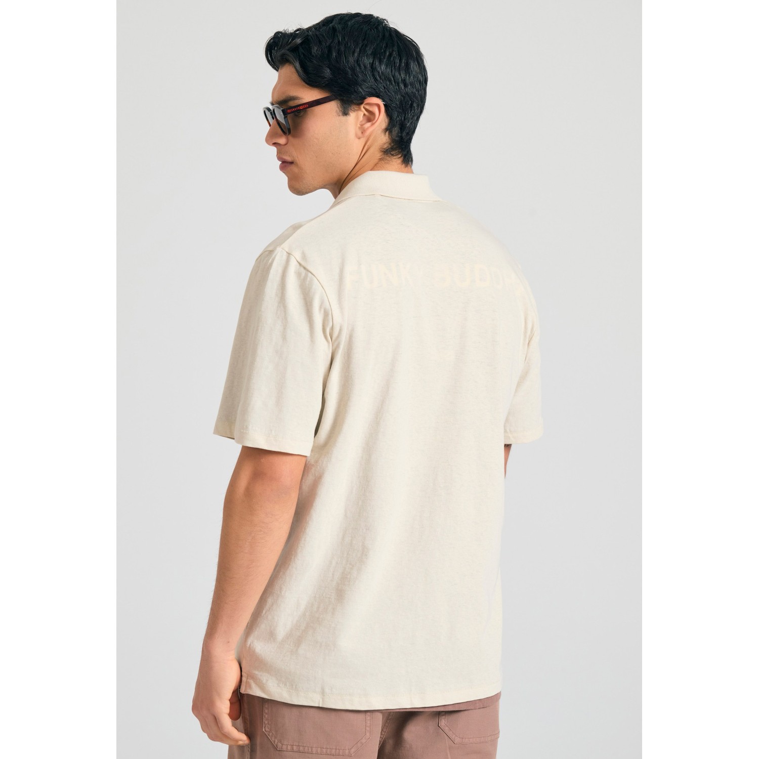 Relaxed fit linen blend μπλούζα πόλο