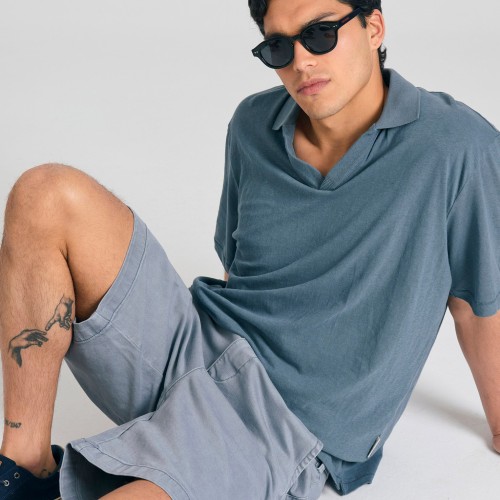 Relaxed fit linen blend μπλούζα πόλο Relaxed fit linen blend μπλούζα πόλο