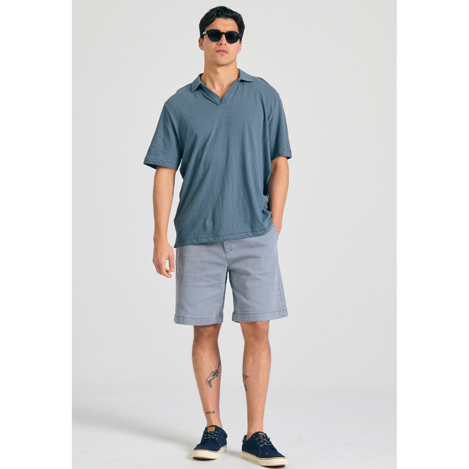 Relaxed fit linen blend μπλούζα πόλο
