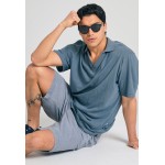 Relaxed fit linen blend μπλούζα πόλο