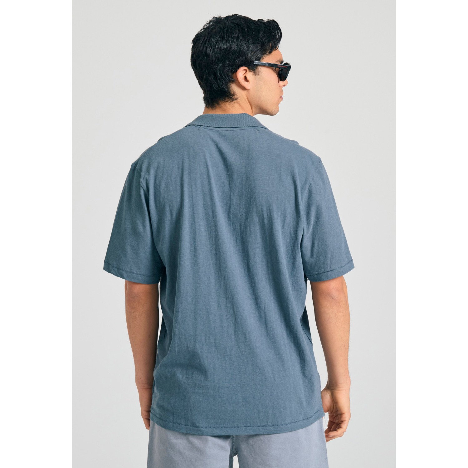 Relaxed fit linen blend μπλούζα πόλο