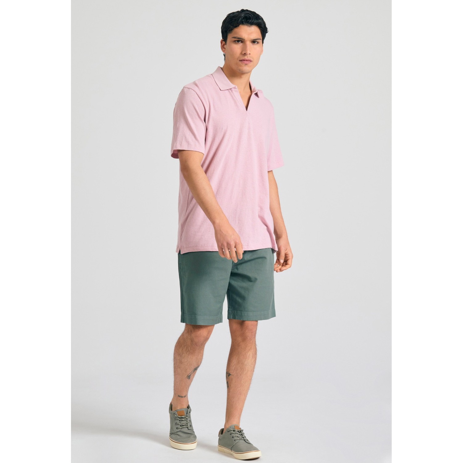 Relaxed fit linen blend μπλούζα πόλο