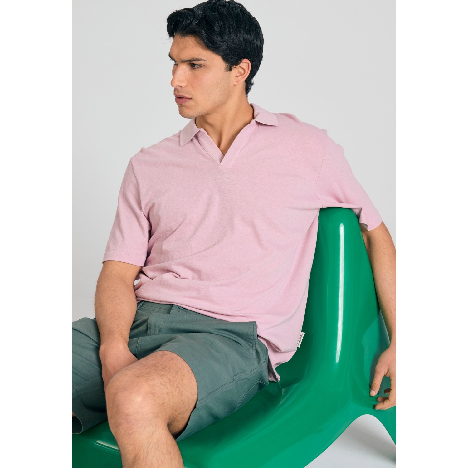 Relaxed fit linen blend μπλούζα πόλο