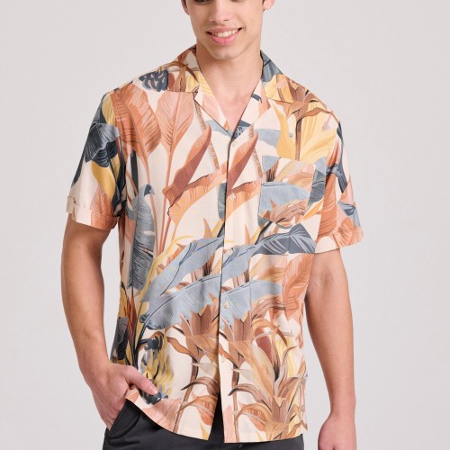 Relaxed fit resort πουκάμισο με all over τύπωμα