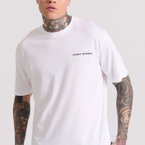 Relaxed fit t-shirt με embossed τύπωμα στην πλάτη