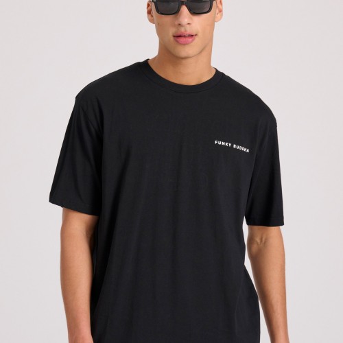 Relaxed fit t-shirt με embossed τύπωμα στην πλάτη