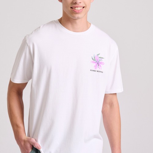 Relaxed fit t-shirt με floral frame τύπωμα