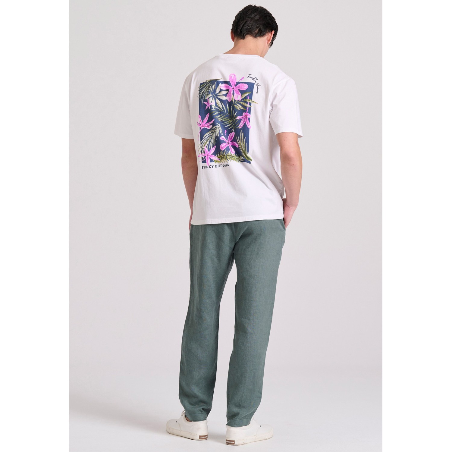 Relaxed fit t-shirt με floral frame τύπωμα