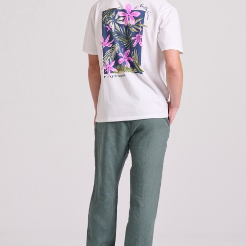 Relaxed fit t-shirt με floral frame τύπωμα