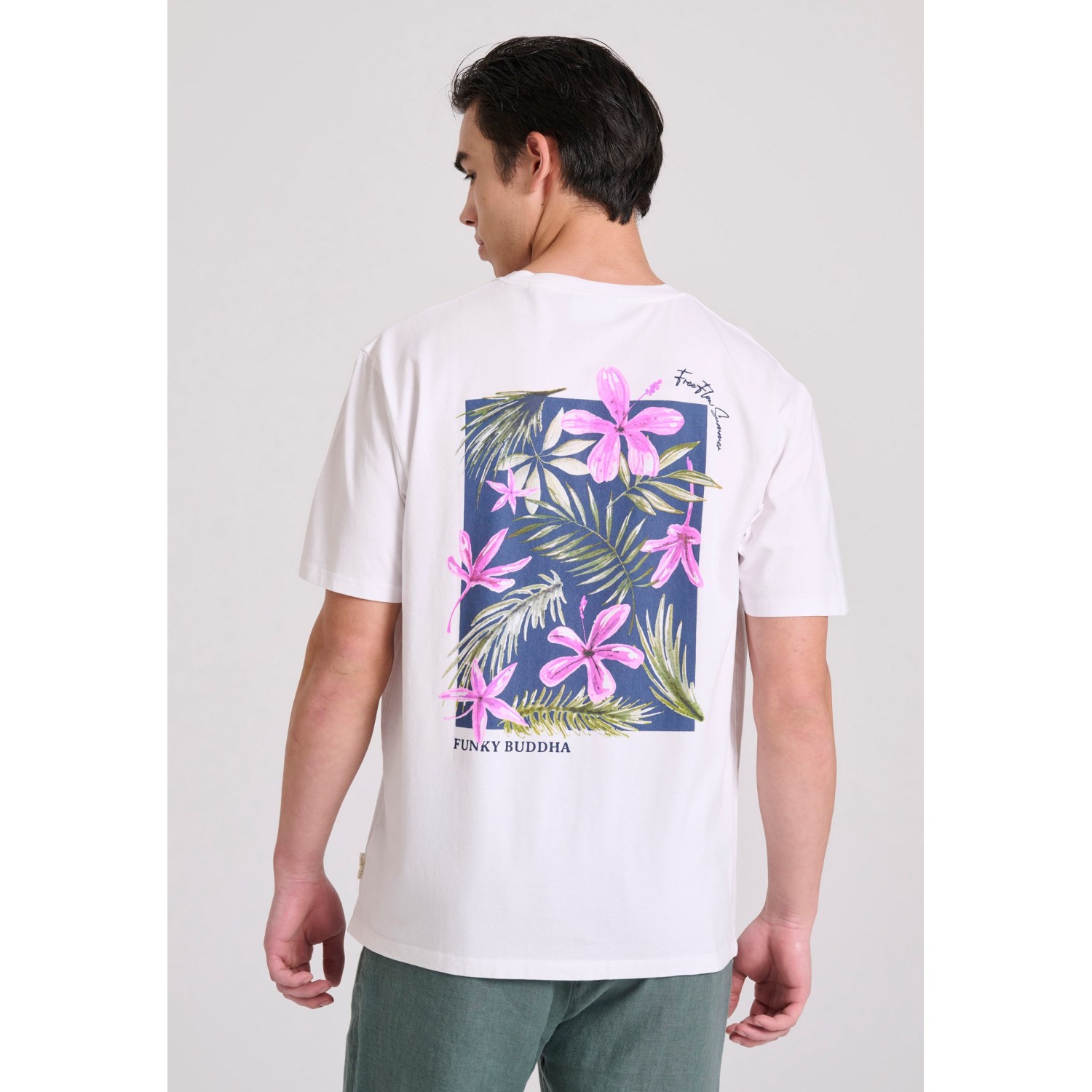 Relaxed fit t-shirt με floral frame τύπωμα