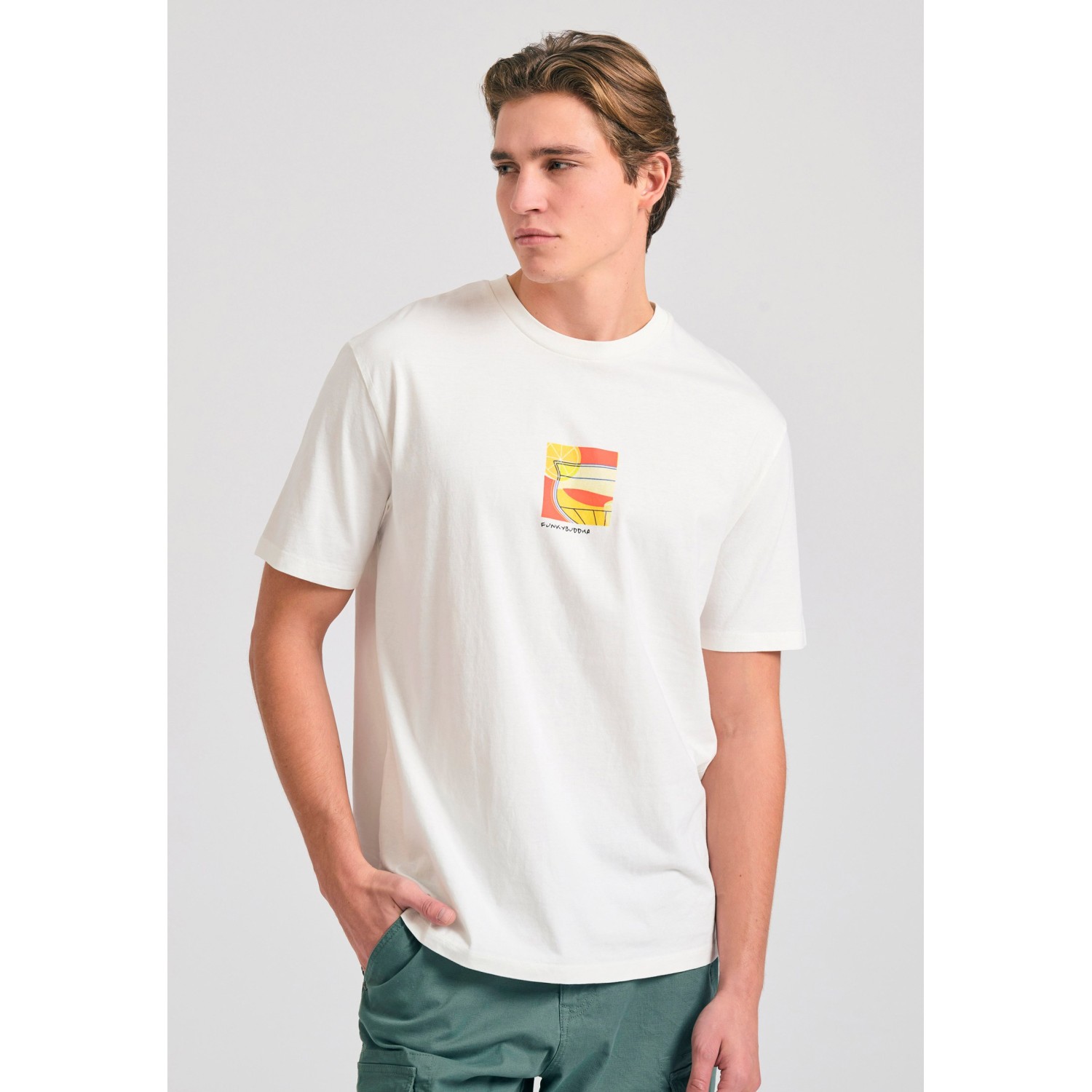 Relaxed fit t-shirt με retro τύπωμα στην πλάτη