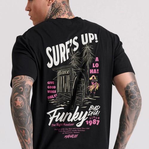 Relaxed fit t-shirt με surf τύπωμα στην πλάτη Relaxed fit t-shirt με surf τύπωμα στην πλάτη