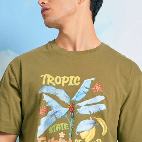 Relaxed fit t-shirt με tropical τύπωμα