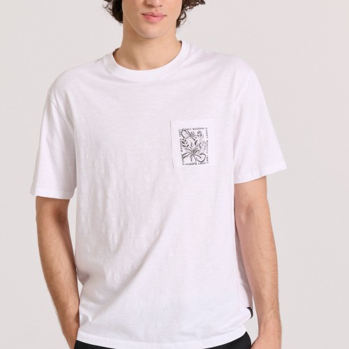 Relaxed fit t-shirt με tropical τύπωμα στην πλάτη