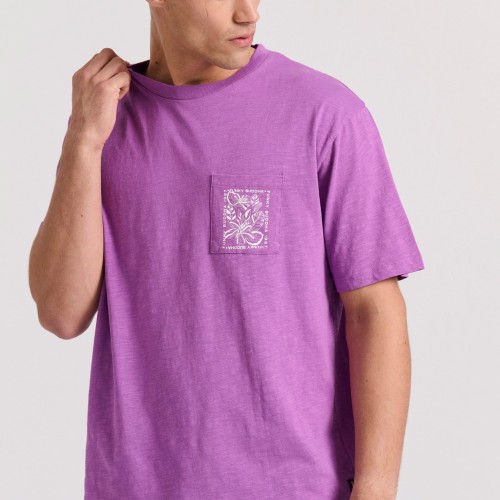 Relaxed fit t-shirt με tropical τύπωμα στην πλάτη