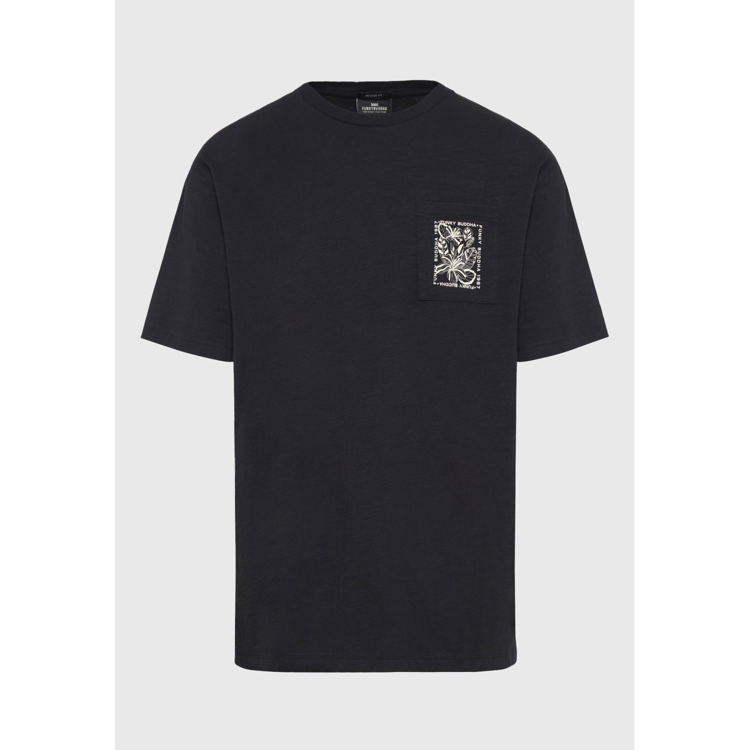 Relaxed fit t-shirt με tropical τύπωμα στην πλάτη