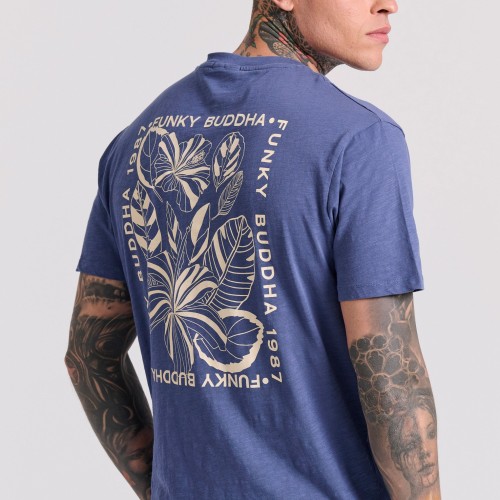 Relaxed fit t-shirt με tropical τύπωμα στην πλάτη