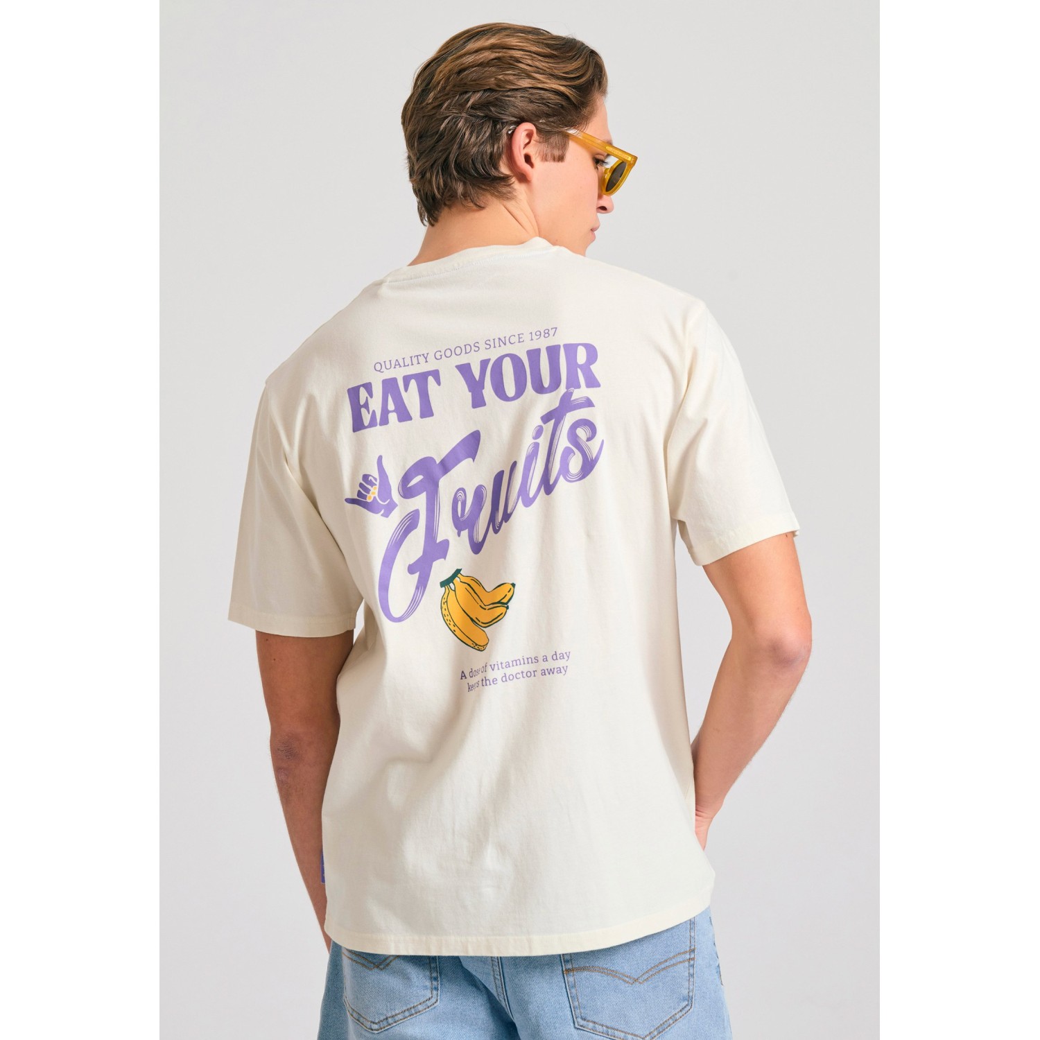 Relaxed fit t-shirt με τύπωμα στην πλάτη