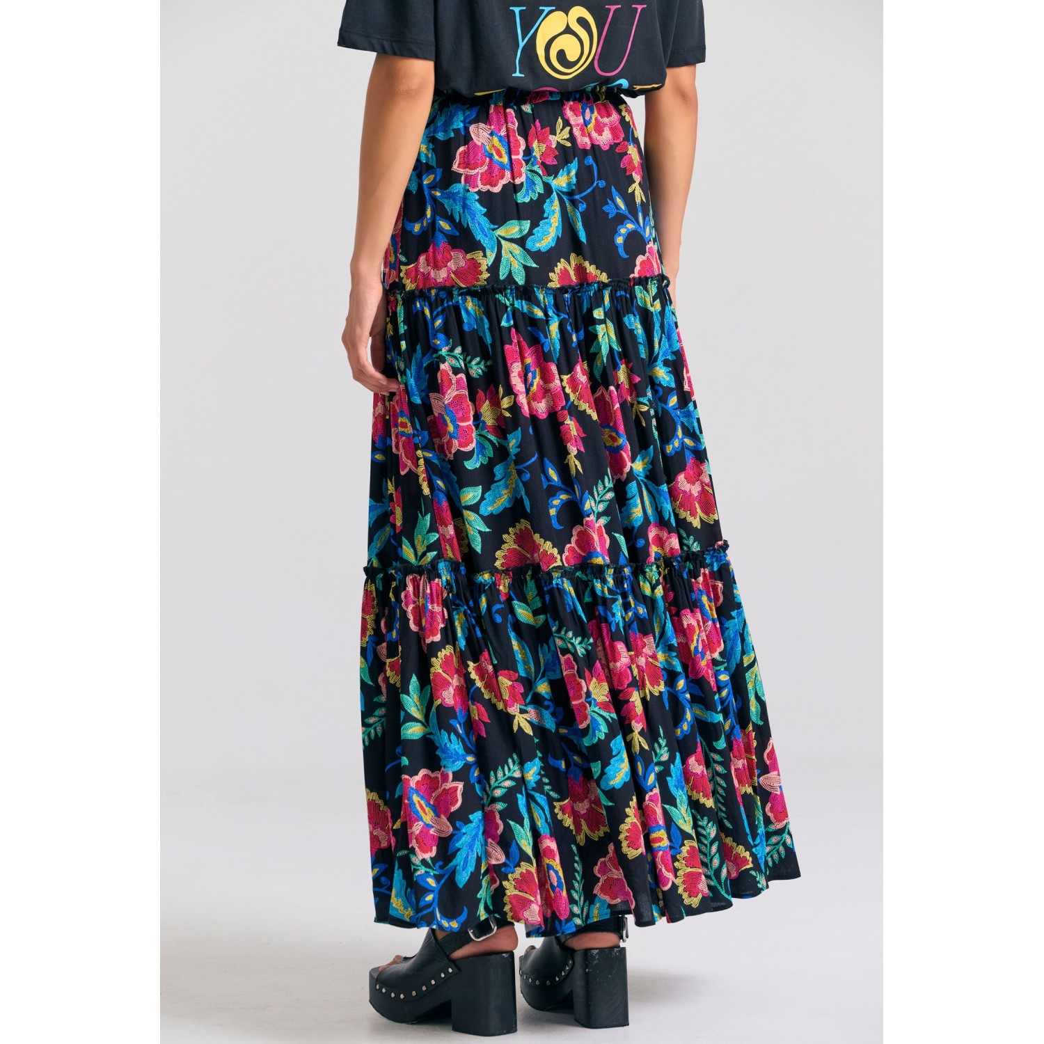 Relaxed fit μάξι φούστα με σχέδιο με κέντημα