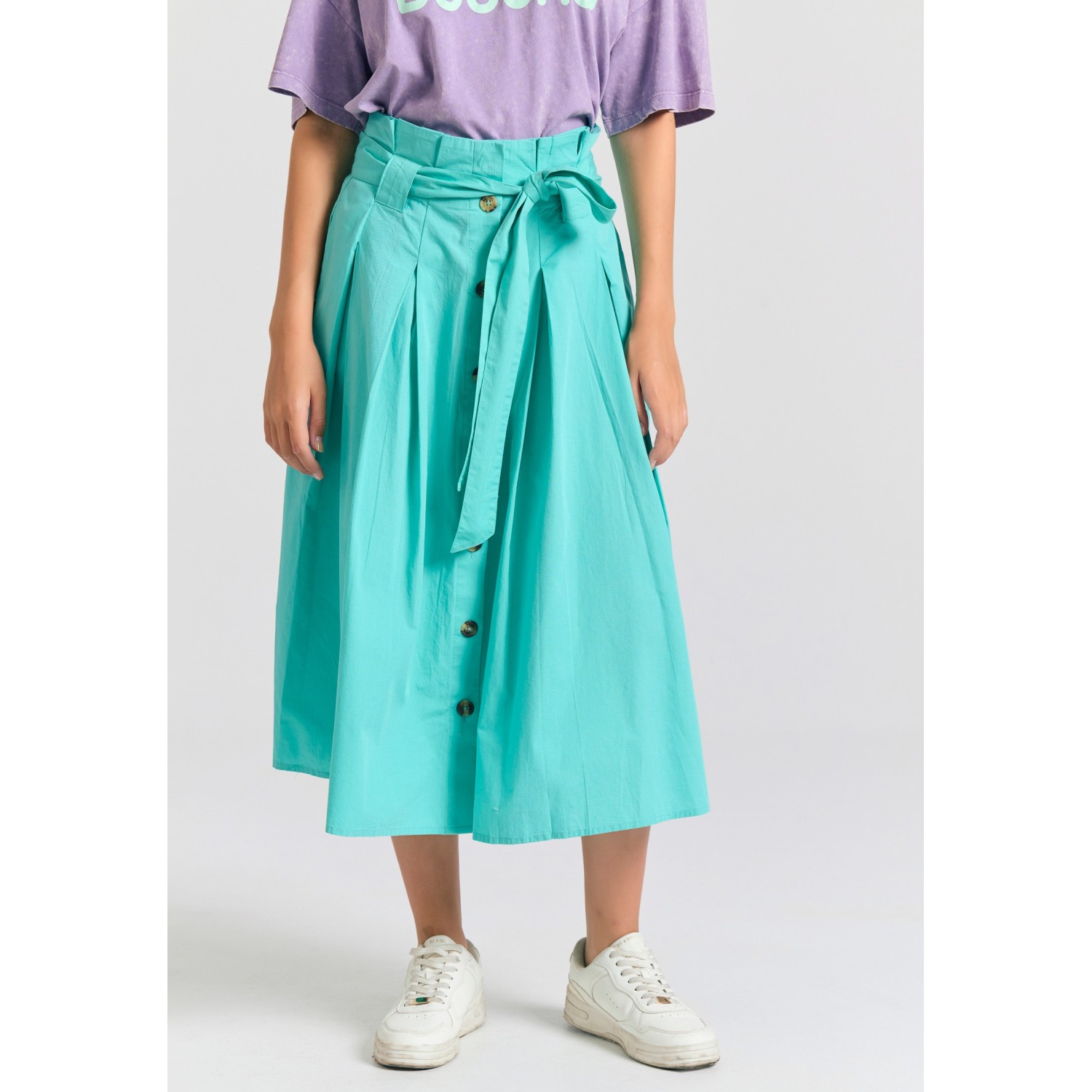 Relaxed fit μίντι φούστα με πιέτες