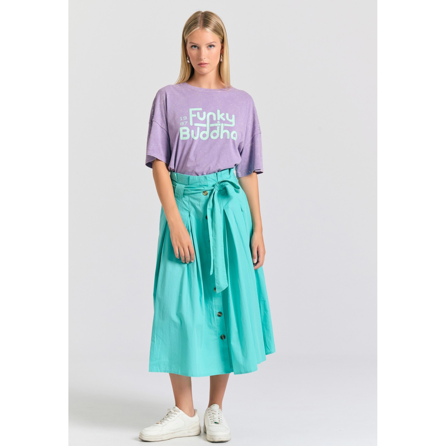 Relaxed fit μίντι φούστα με πιέτες