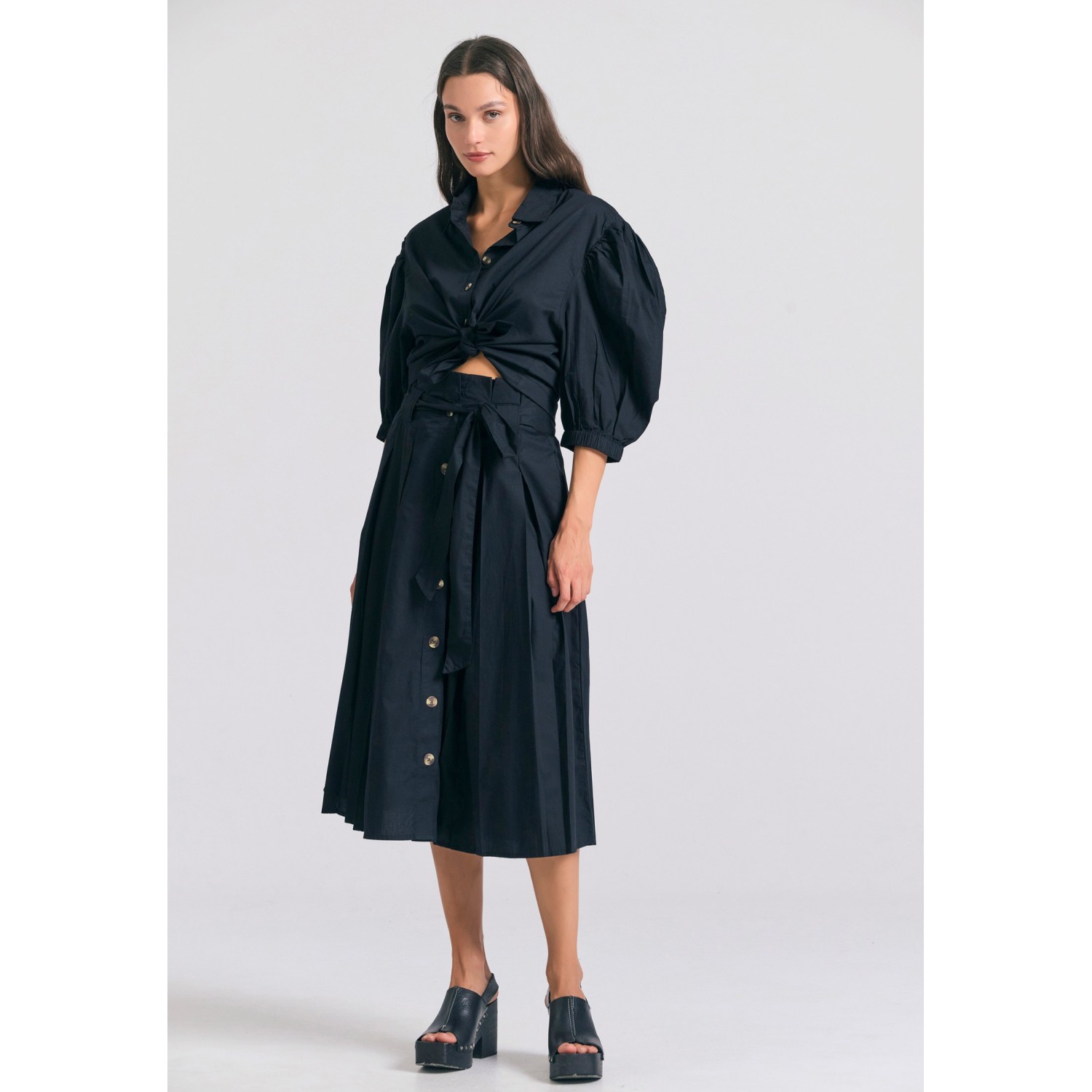 Relaxed fit μίντι φούστα με πιέτες