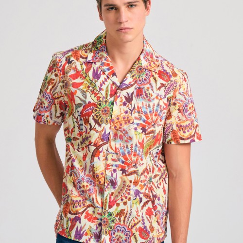 Relaxed fit πουκάμισο με tropical τύπωμα