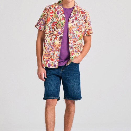 Relaxed fit πουκάμισο με tropical τύπωμα