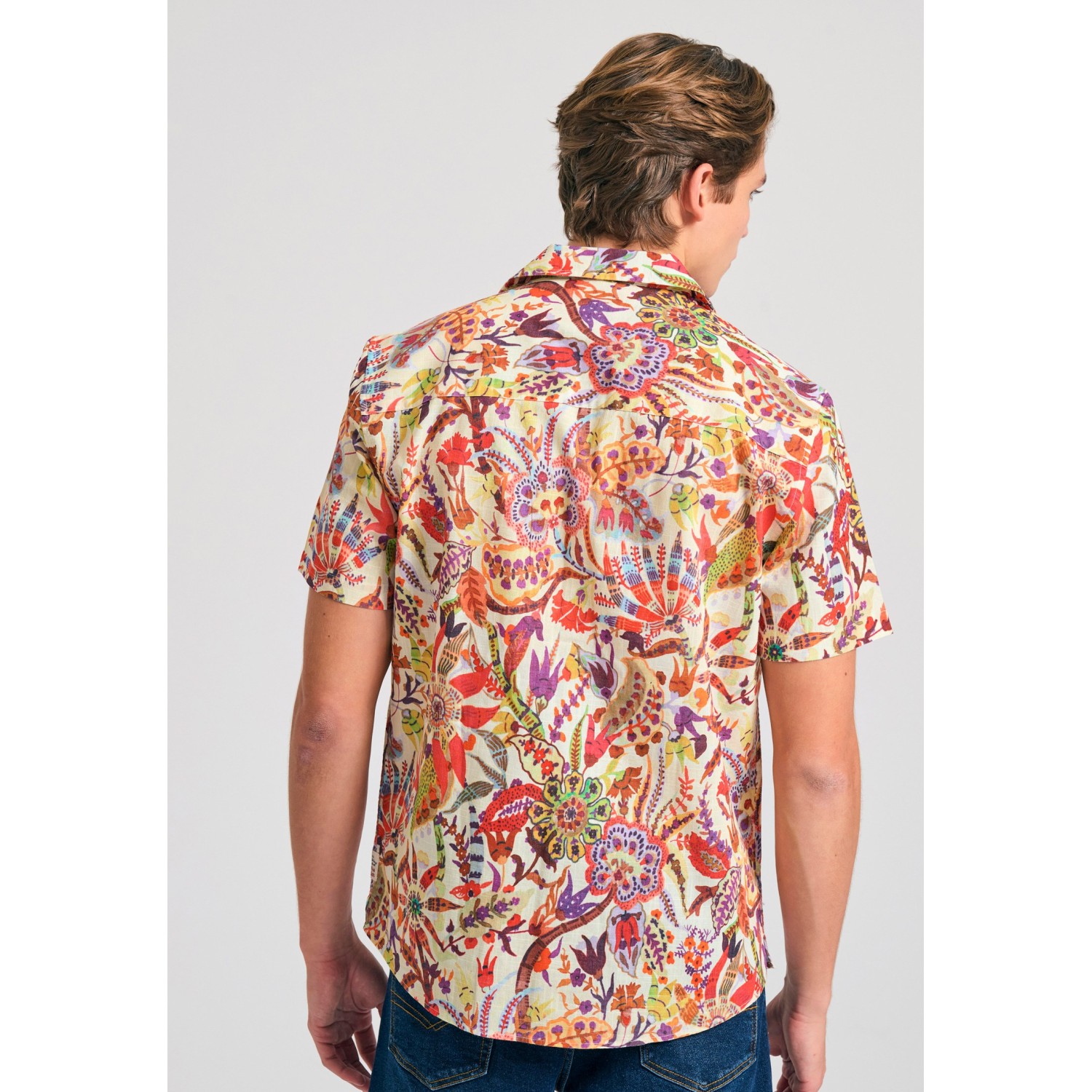 Relaxed fit πουκάμισο με tropical τύπωμα