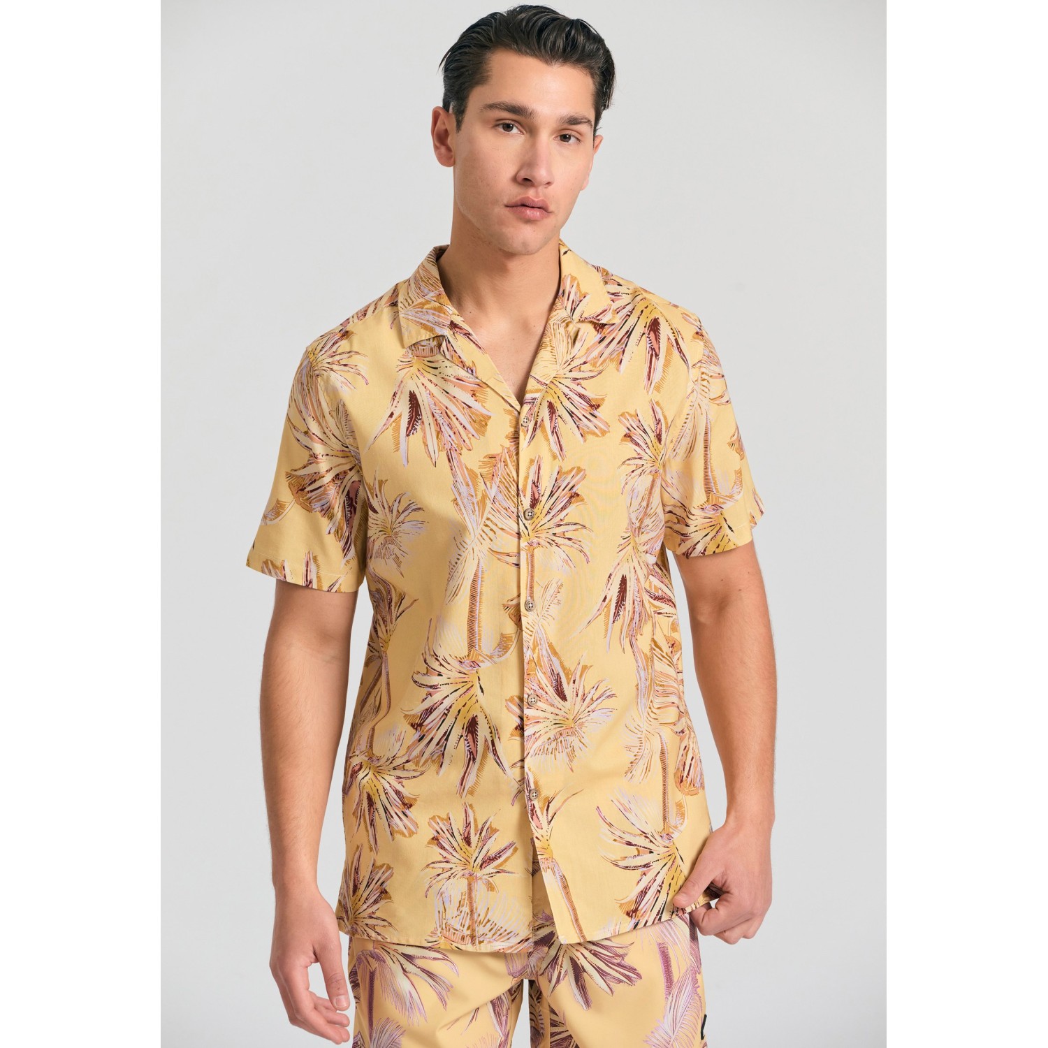 Relaxed fit πουκάμισο με tropical τύπωμα