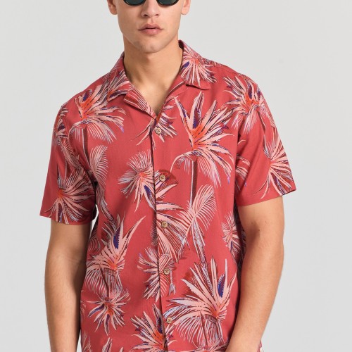 Relaxed fit πουκάμισο με tropical τύπωμα