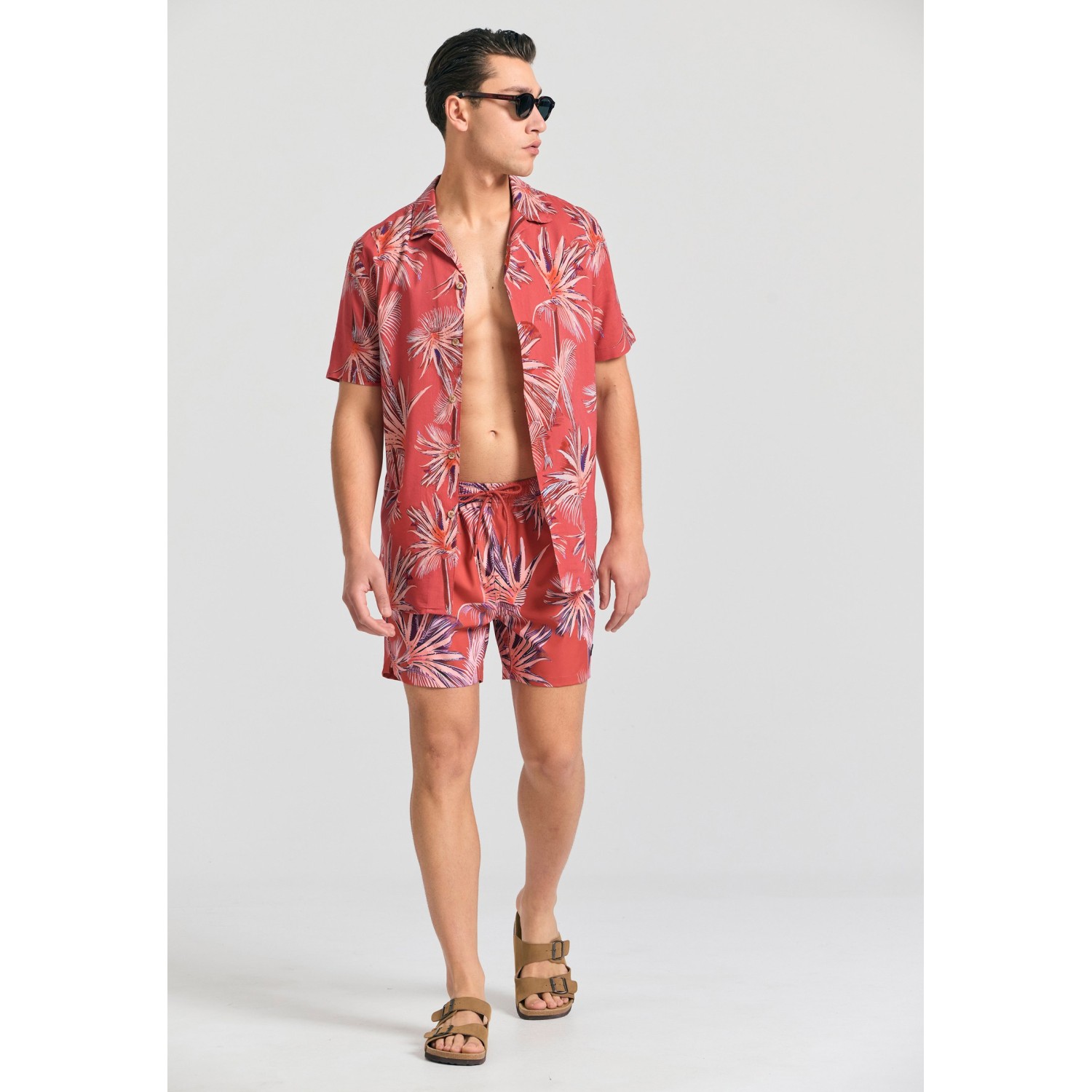 Relaxed fit πουκάμισο με tropical τύπωμα