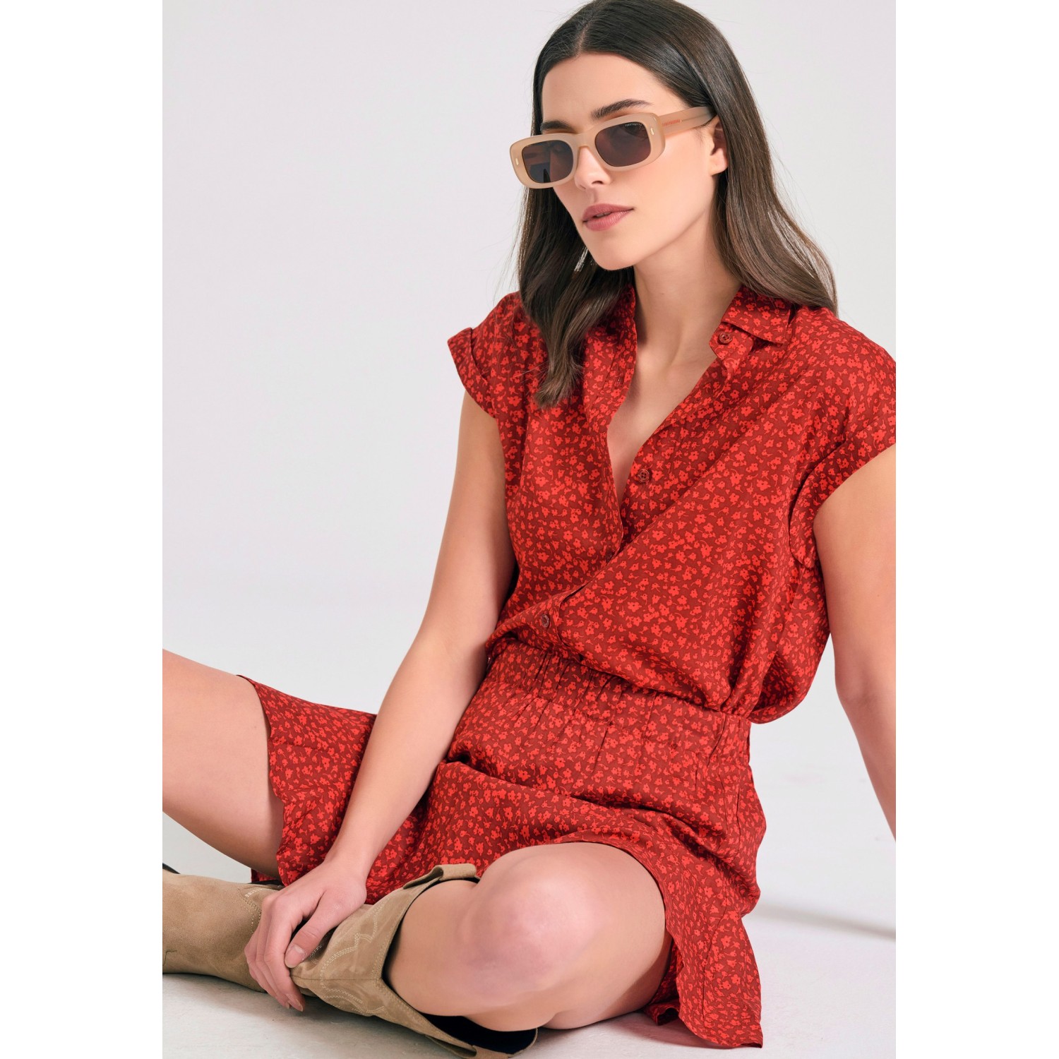 Relaxed fit φλοράλ μίνι φούστα