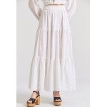 Relaxed fit φούστα με βολάν σε ζακάρ ύφανση