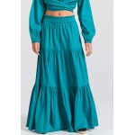 Relaxed fit φούστα με βολάν σε ζακάρ ύφανση
