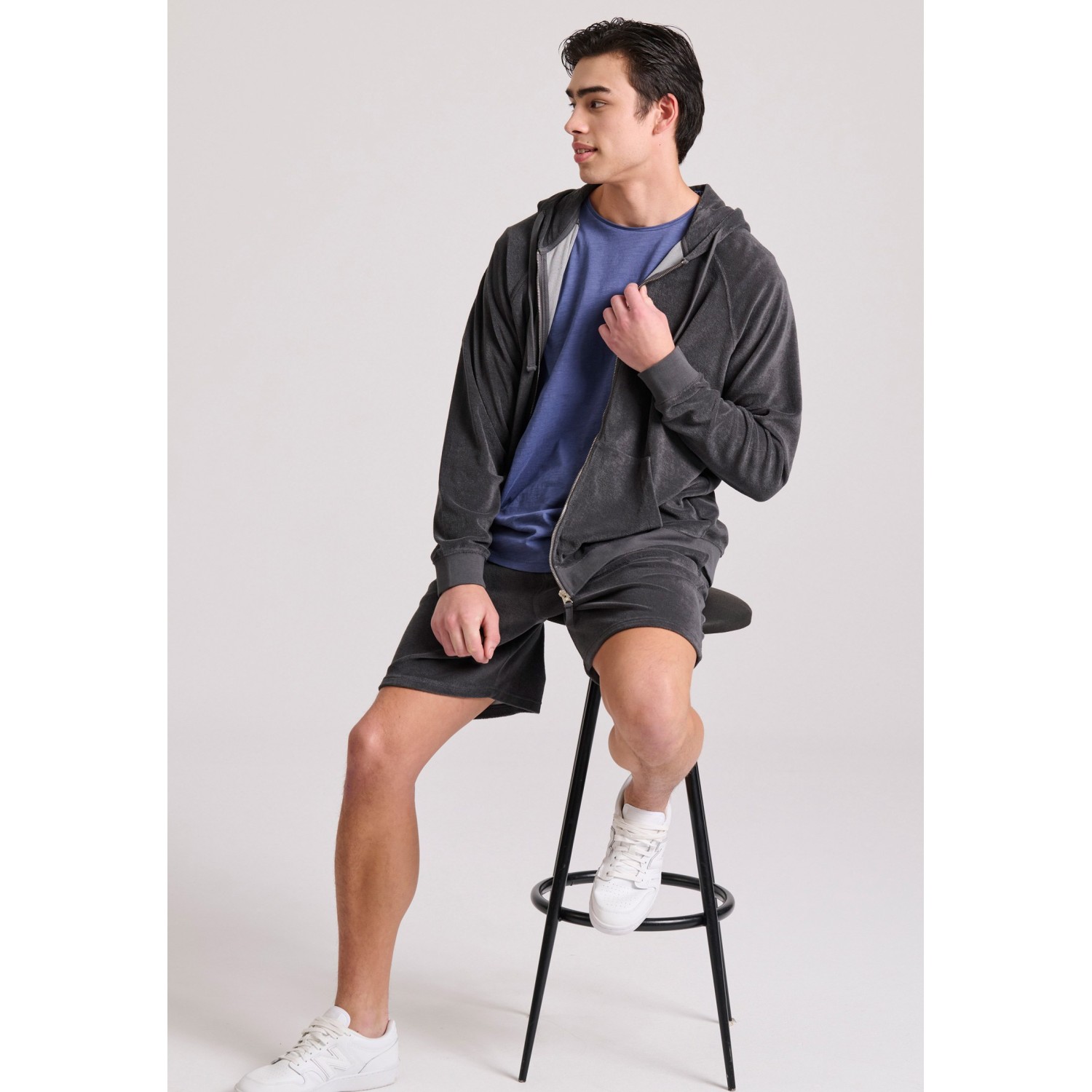 Relaxed fit φούτερ ζακέτα σε πετσετέ ύφασμα