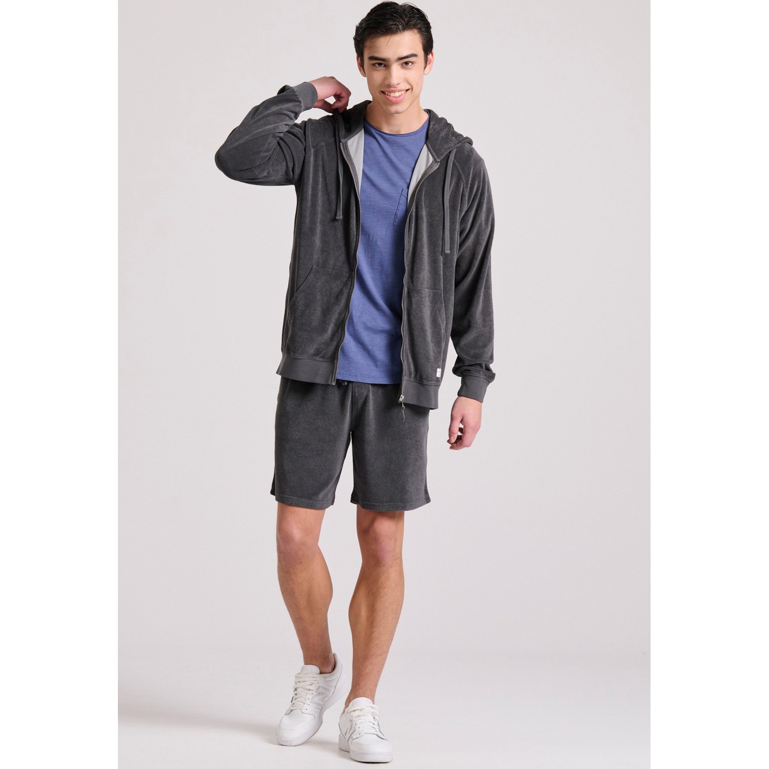 Relaxed fit φούτερ ζακέτα σε πετσετέ ύφασμα