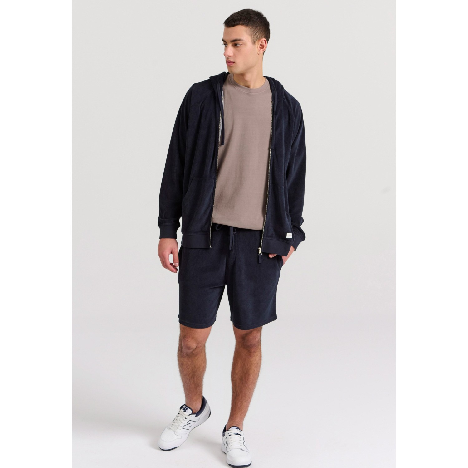 Relaxed fit φούτερ ζακέτα σε πετσετέ ύφασμα