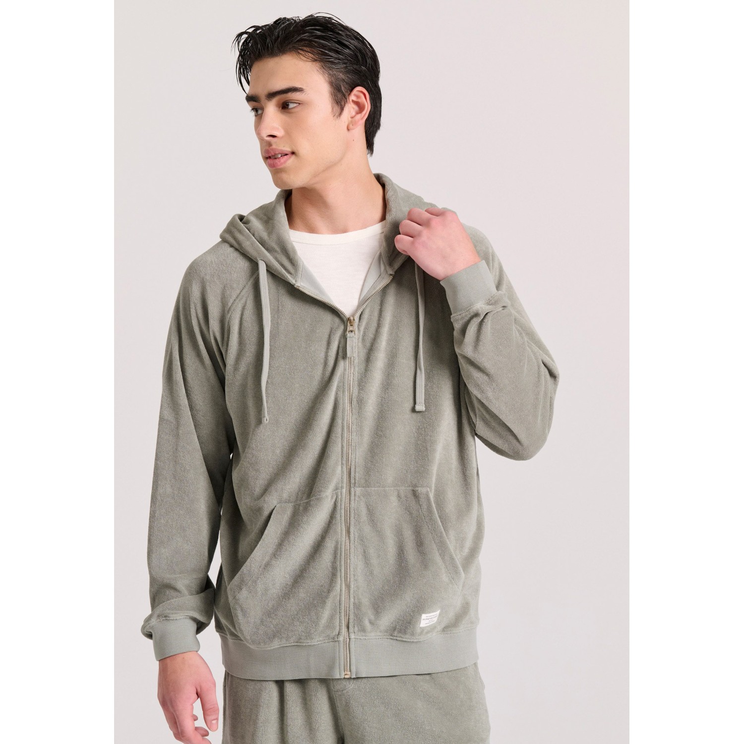 Relaxed fit φούτερ ζακέτα σε πετσετέ ύφασμα