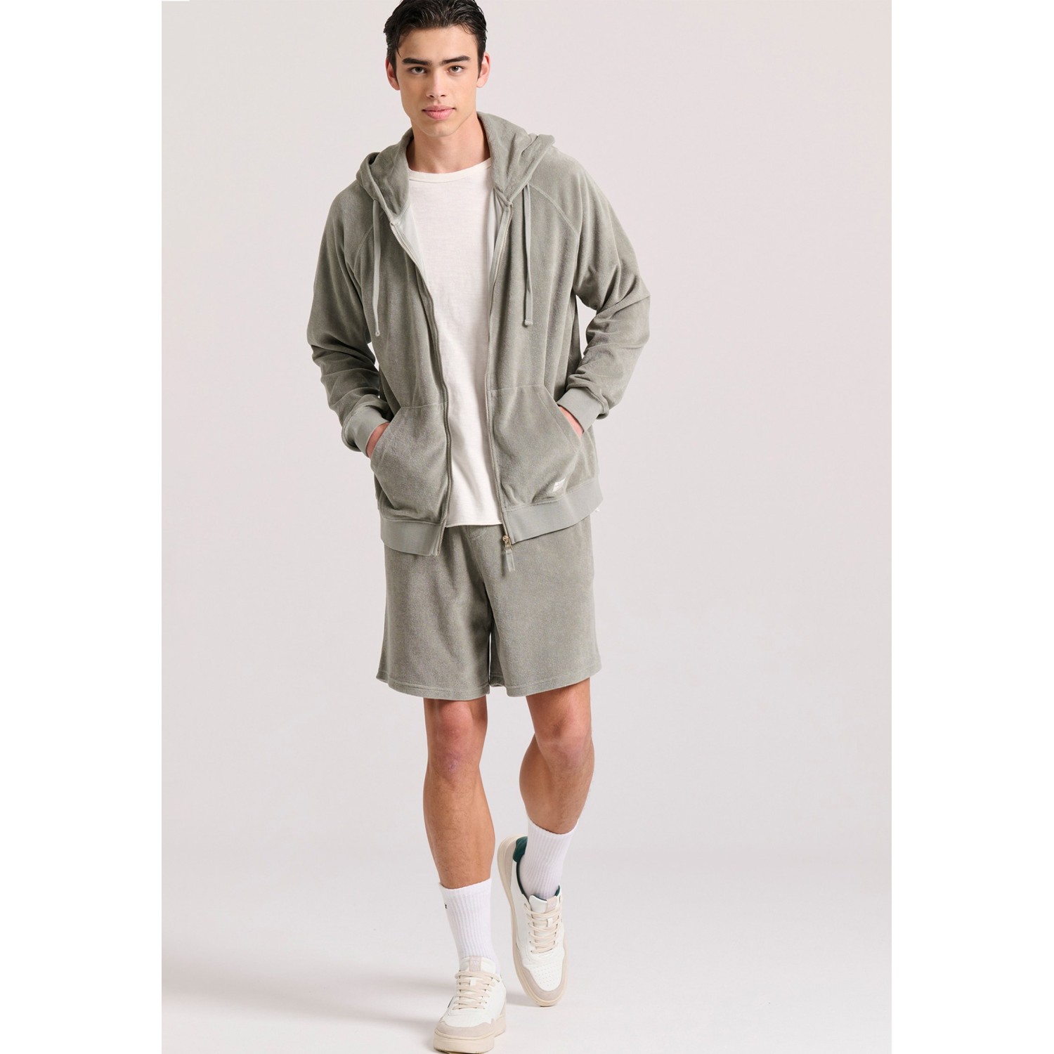 Relaxed fit φούτερ ζακέτα σε πετσετέ ύφασμα