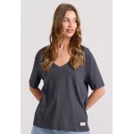 Relaxed linen blend μονόχρωμο t-shirt