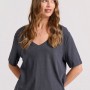 Relaxed linen blend μονόχρωμο t-shirt